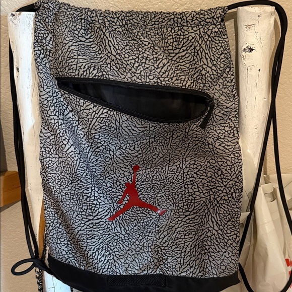Jordan Elephant Print Drawstring Bag - Black and Red - Picture 1 of 1